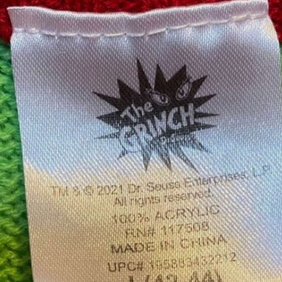 The Grinch Ugly Christmas Sweater UCS Striped Holiday Ribbed Knit Men's Size L - Picture 4 of 6